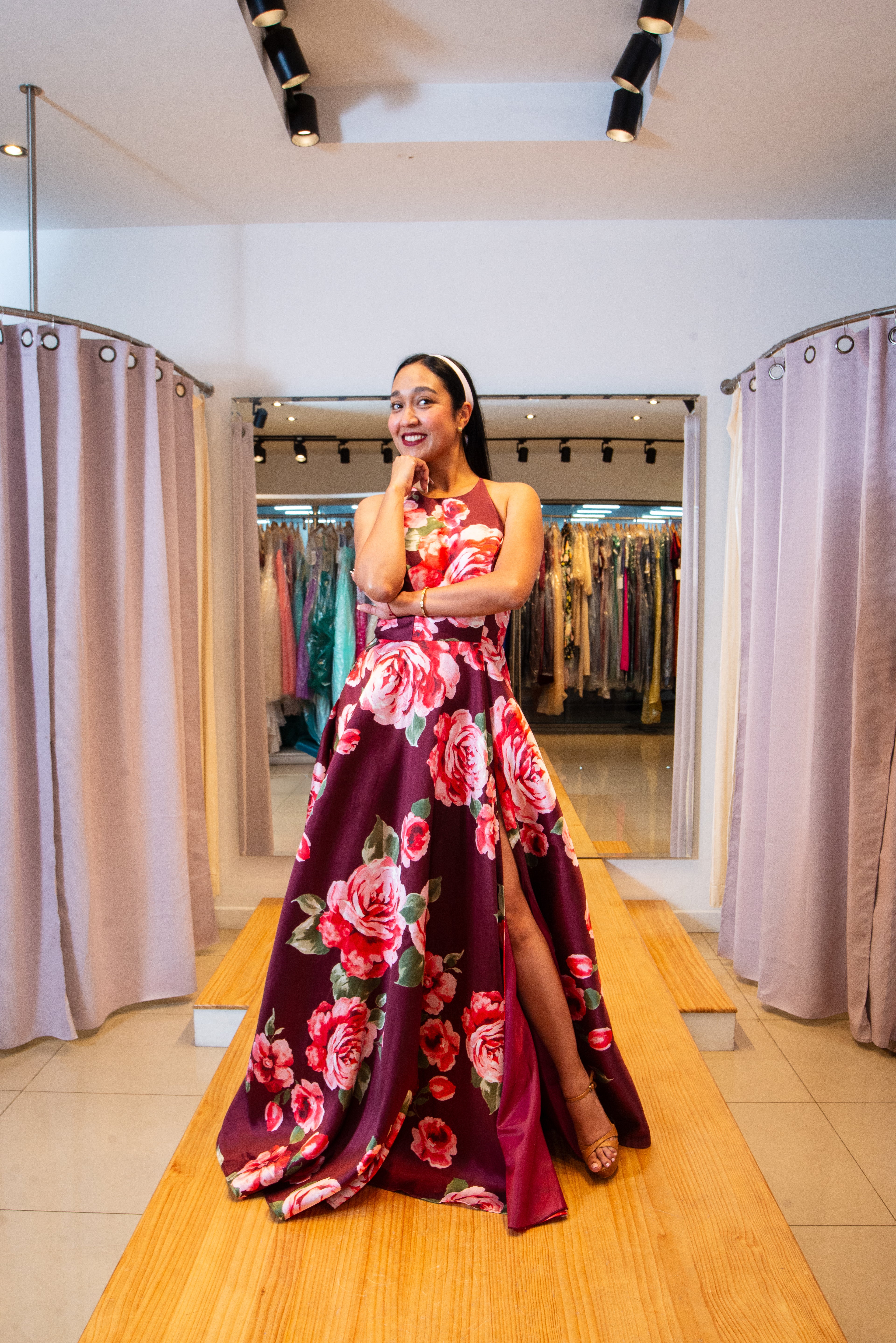 Vestido de gala estampado