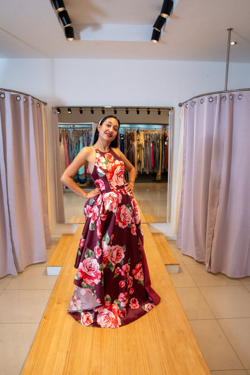 Vestido de gala estampado