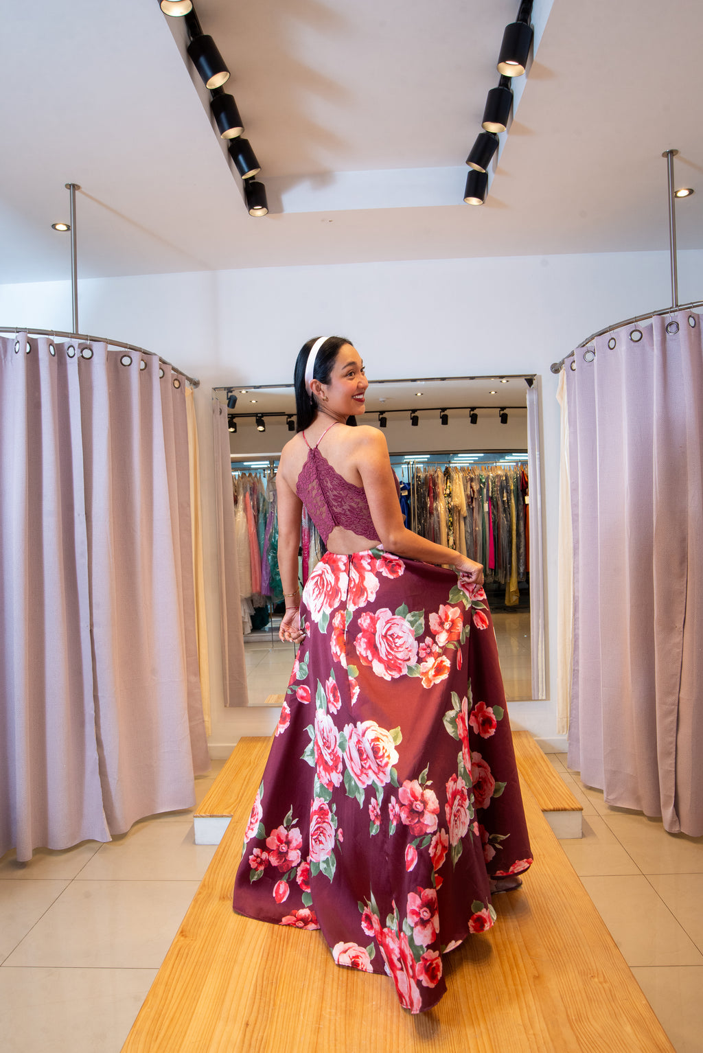 Vestido de gala estampado